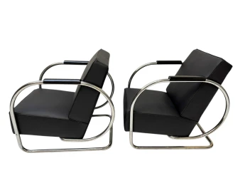 Art Deco Modernist Bauhaus Tubular Steel Lounge Chairs by Frits Kuyken, 1936